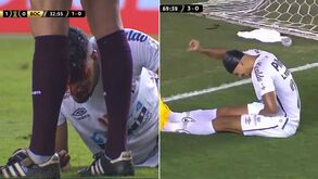 Jogo difícil para Lucas Veríssimo: depois de partir a cabeça, levou bolada num sítio delicado