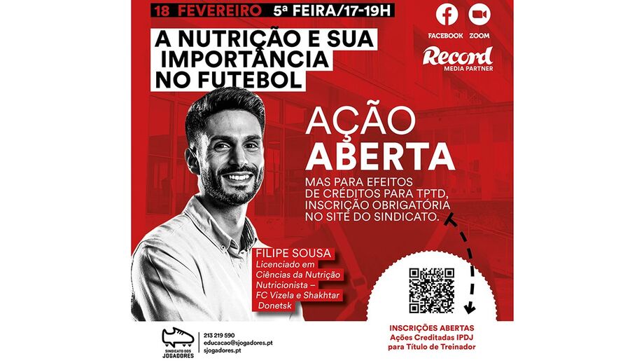 'A nutrição e a sua importância no futebol': Filipe Sousa explicou tudo em mais um ‘webinar’