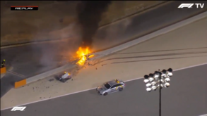 Grosjean sai de violento acidente com queimaduras ligeiras nas mãos e nos tornozelos