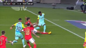 Lance polémico a fechar o Benfica-Marítimo: insulares pediram penálti de Lucas Veríssimo