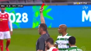A falta que valeu a expulsão de Gonçalo Inácio no Sp. Braga-Sporting