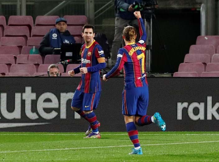5. Barcelona - Lionel Messi (29 goles), Antoine Griezmann (14 goles) y Ousmane Dembélé (10 goles).