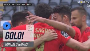 Mais uma grande arrancada de Darwin e assistência para Gonçalo Ramos bisar no Nacional-Benfica