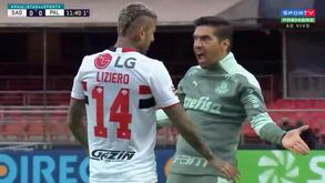 Abel Ferreira furioso confrontou jogador adversário após este lance no Palmeiras-São Paulo