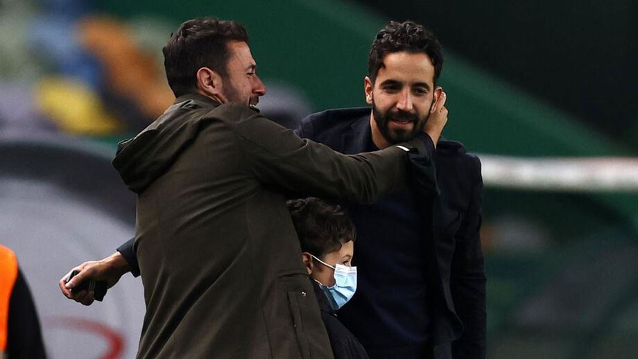 As palavras de Rúben Amorim no abraço emocionado a Varandas e Hugo Viana