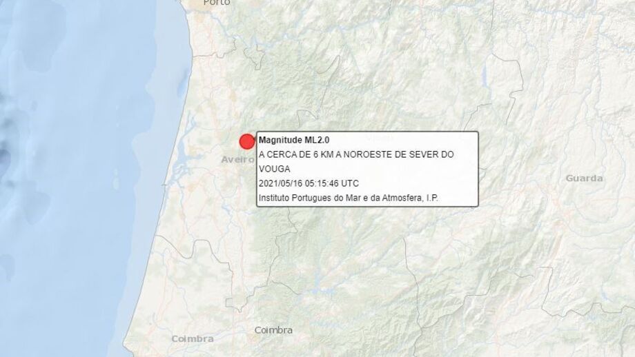 Sismo de 2.0 na escala de Richter sentido na região de Aveiro