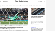 Neue Zürcher Zeitung - 'Sensação em Bucareste: a Suíça elimina a campeã mundial França num desempate por penáltis dramático'