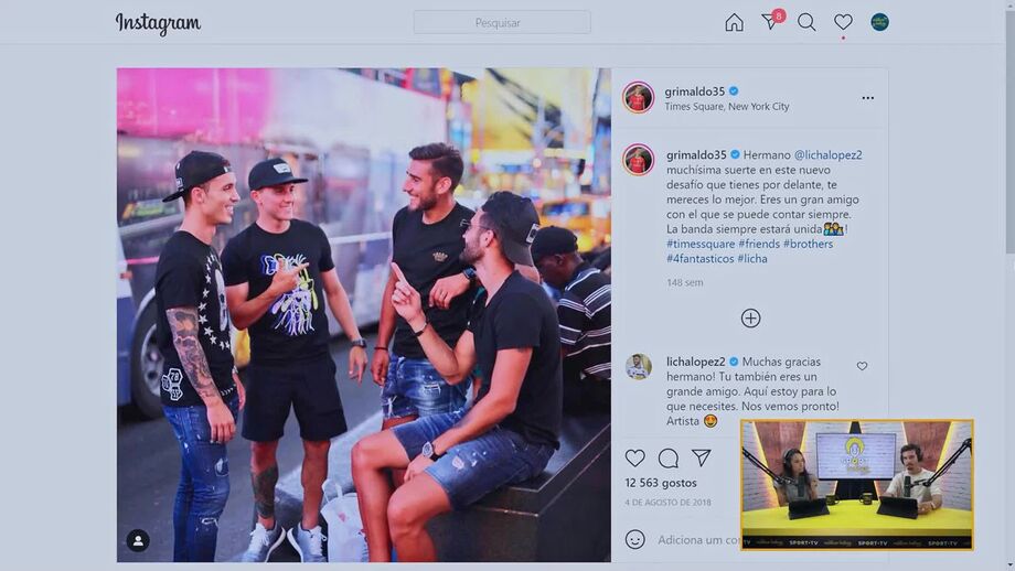 Grimaldo diz quem seria a estrela numa 'boys band' com Cervi, Salvio e Lisandro López