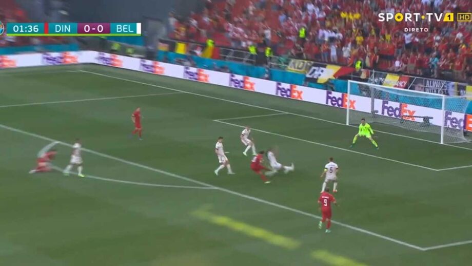 Dinamarca marcou assim o segundo golo mais rápido da história dos Europeus