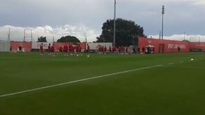 O último treino do Benfica antes da viagem para a Ucrânia