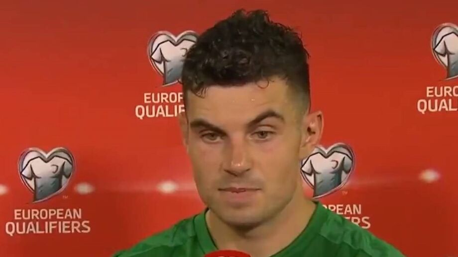 Defesa irlandês em declarações na 'flash-interview' após o Portugal-Irlanda
