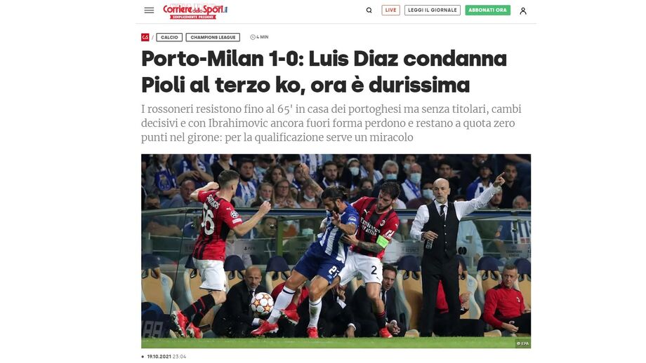 A 'bater no ceguinho': Imprensa italiana 'derrete' Milan de Pioli e elogia mágico Luis Díaz