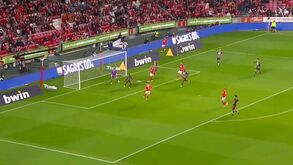 Grimaldo abriu o marcador no Benfica-Sp. Braga com golo... de cabeça