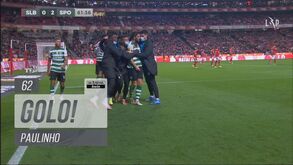 João Mário desperdiçou e no contra-ataque Paulinho marcou com categoria: o segundo golo do Sporting