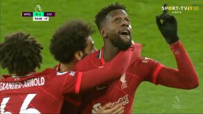 O golo de Origi aos 90'+4 que deu a vitória ao Liverpool em Wolverhampton
