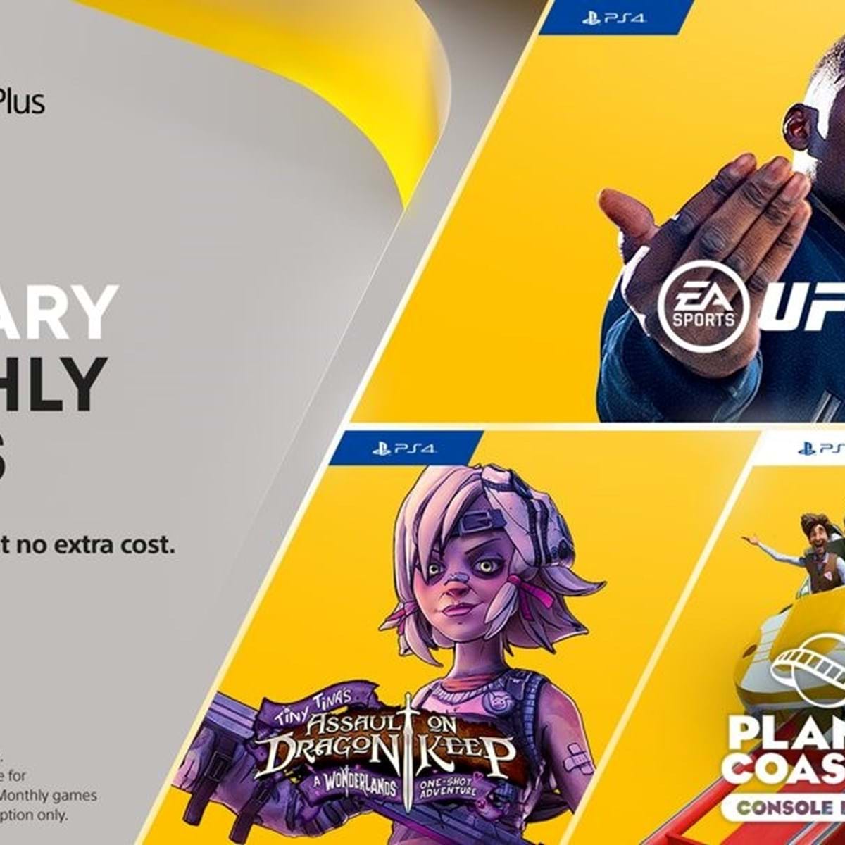PS Plus: Planet Coaster: Console Edition, EA Sports UFC 4 e Tiny