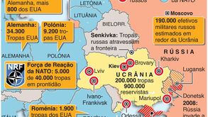 O mapa de ataque da Rússia à Ucrânia
