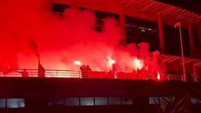Diabos Vermelhos festejaram aniversário do Benfica na Luz com pirotecnia à mistura