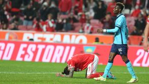 Darwin acabou o Benfica-Vizela de joelhos no relvado e Rafa a coxear