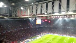 O golo e a festa dos adeptos do Benfica vista da bancada