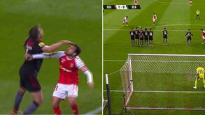 A falta e o livre direto apontado por Iuri Medeiros que colocou o Sp. Braga a vencer o Benfica