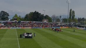 A festa dos jogadores e adeptos do Benfica após o apuramento para a final da Youth League