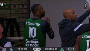 António Monteiro e Flávio Nascimento com gesto obsceno para os adeptos do FC Porto