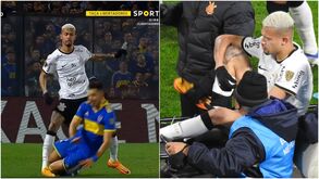 João Victor sofre entrada arrepiante e abandona o Boca Juniors-Corinthians de maca