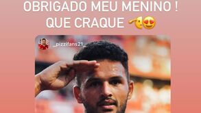 «Obrigado meu menino!»: Pizzi agradece a Gonçalo Ramos por dedicatória