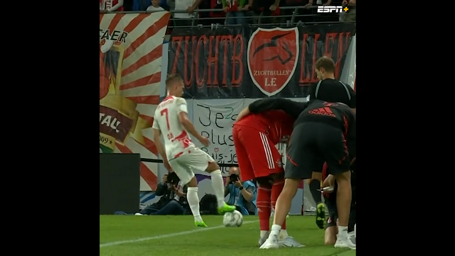 No jogo da Supertaça entre os bávaros e o Leipzig (5-3)