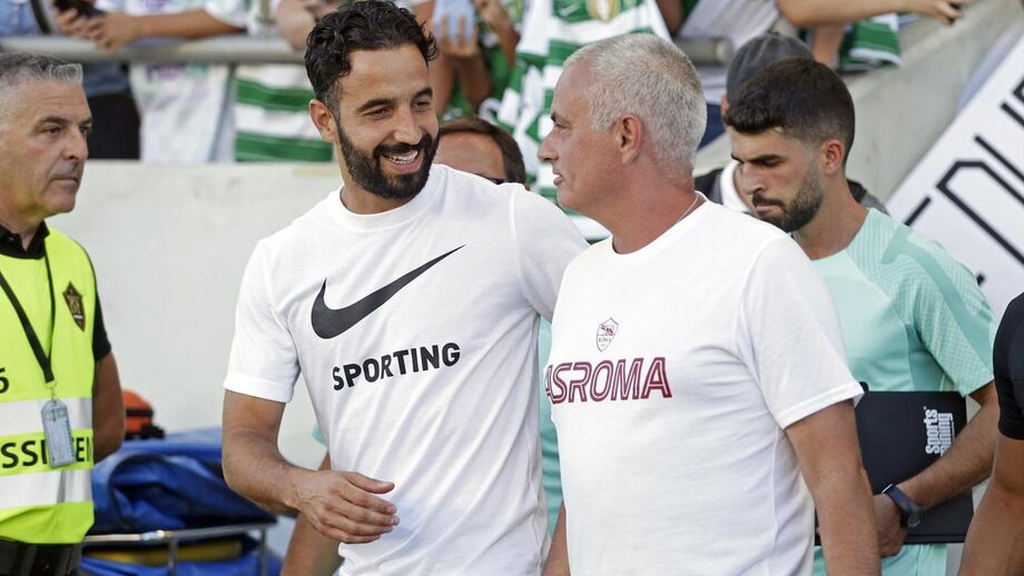 Amorim e Mourinho antes do Sporting-Roma de ontem