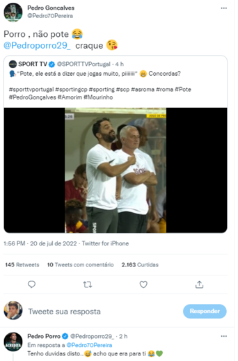 Amorim e Mourinho antes do Sporting-Roma de ontem