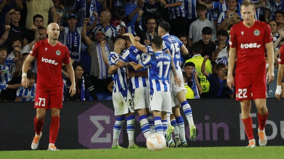 Real Sociedad bate Omonia com golo perto do fim e lidera grupo do Man. United na Liga Europa