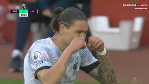 Arsenal-Liverpool: Luis Díaz assiste e Darwin faz o empate em Londres