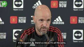 Ten Hag e a visita ao Chelsea: «Jogar fora ou em casa é igual. São 11 contra 11, um árbitro...»