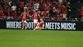 A felicidade de António Silva ao marcar o primeiro golo com a camisola do Benfica