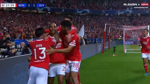 Mão de Cuadrado na área da Juve e João Mário coloca o Benfica novamente em vantagem