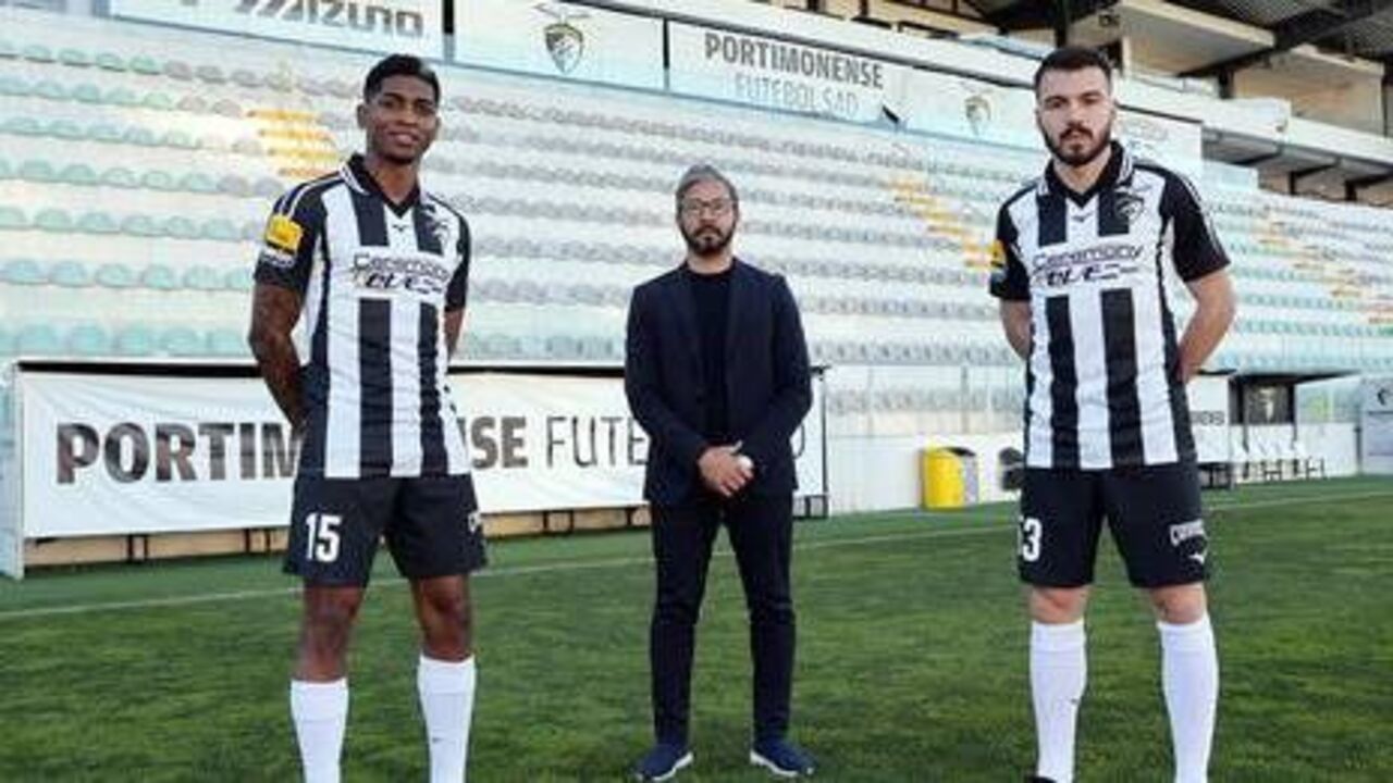 Yony González e Sérgio Conceição com Rodiney Sampaio, presidente da SAD dos algarvios