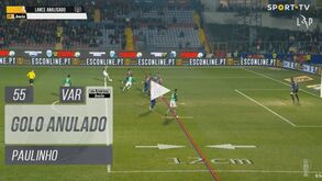 O segundo golo anulado a Paulinho por fora de jogo no Chaves-Sporting