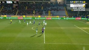 O golo do empate do Chaves frente ao Sporting: remate de longe de João Teixeira surpreendeu Adán