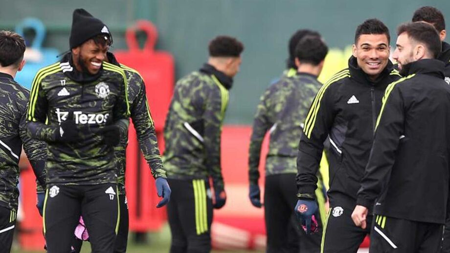 Fred, Casemiro e Bruno Fernandes bem dispostos
