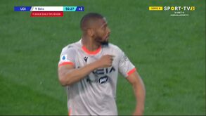 Beto regressa aos golos pela Udinese: avançado letal na área frente ao Milan
