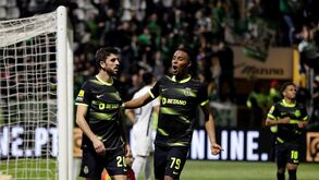 Paulinho só precisou de dois minutos para colocar o Sporting em vantagem com esta finalização de classe