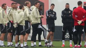 As imagens do treino do Benfica antes do jogo com o Club Brugge