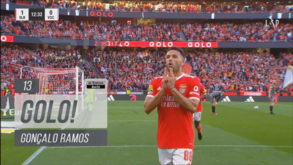 O golo de Gonçalo Ramos que deu vantagem ao Benfica diante do V. Guimarães