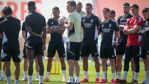 Boa disposição, foco e Gonçalo Guedes: as imagens do último treino do Benfica antes do jogo com o Inter