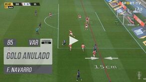 O golo anulado a Fran Navarro nos minutos finais do Sp. Braga-Gil Vicente