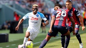 Nápoles desperdiça vantagem de dois golos e empata em Bolonha