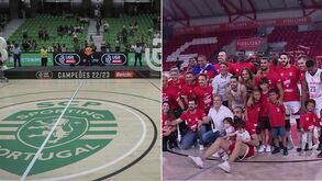 Depois de recusar o troféu no João Rocha, Benfica foi celebrar título de basquetebol na Luz... mas também sem taça