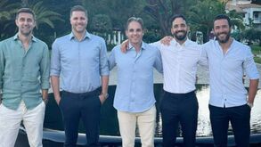 Nuno Gomes, Rúben Amorim e Hugo Viana em almoço de amigos no Algarve